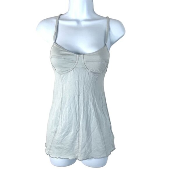 Aritzia Wilfred Bustier Corset Tank Top Pale Blue Gray Cotton Sleeveless Small - Picture 2 of 15